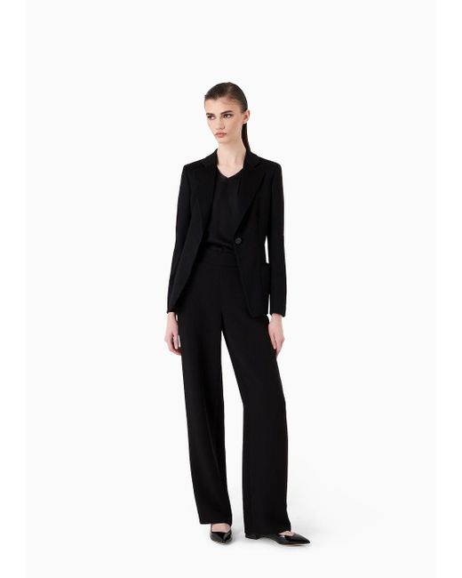 Giorgio Armani Black Straight-cut, Silk-cady Trousers