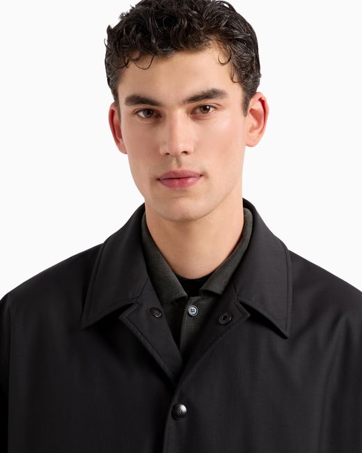 Giorgio Armani Übergroßer Blouson Aus Funktionellem Woll- Und Seiden-Canvas in Black für Herren