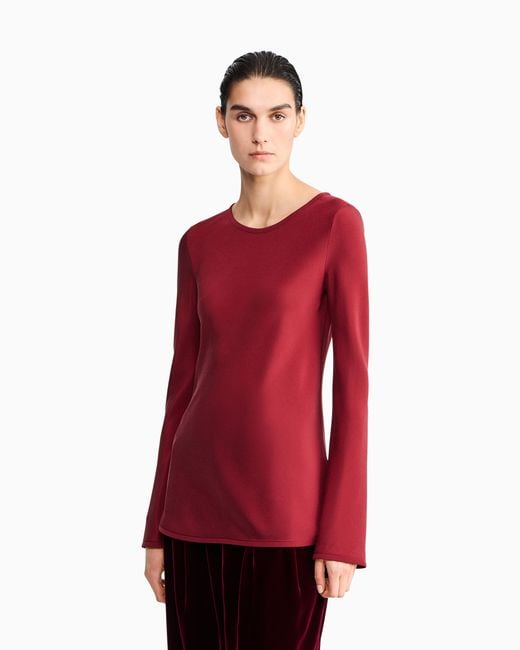 Giorgio Armani Red Slim-Fit Bias-Cut Blouse