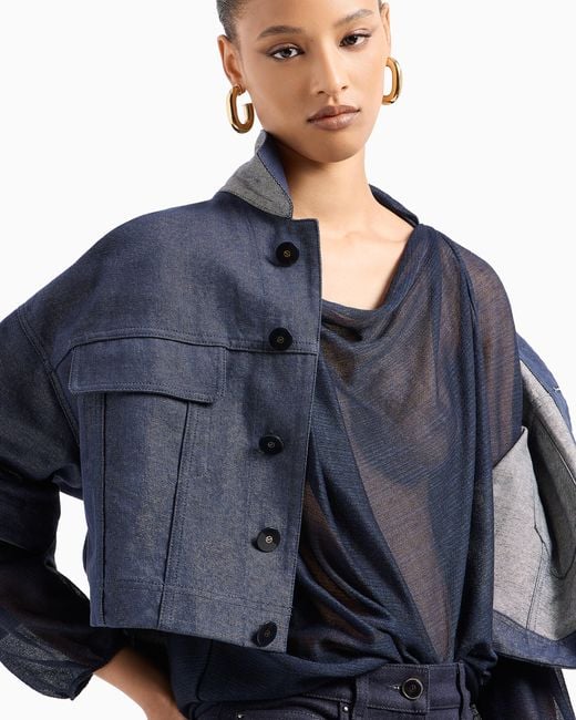 Giorgio Armani Blue Denim Trousers With High Waist And Flared Hem