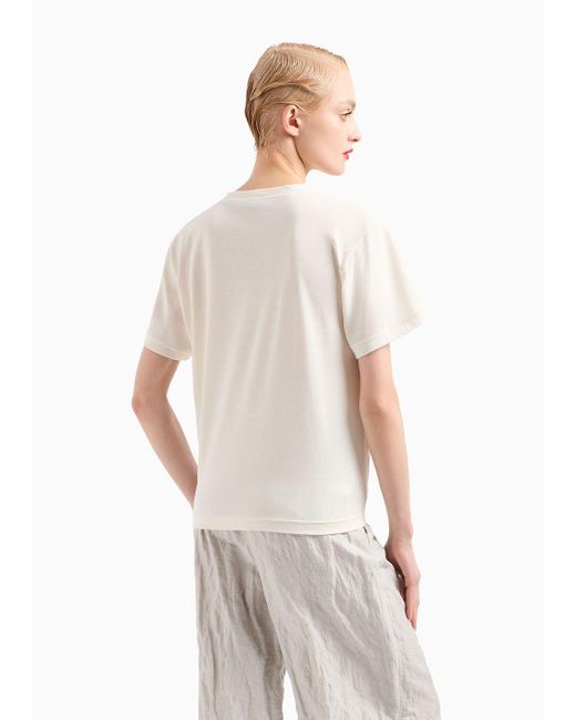 Giorgio Armani White Denim Collection Oversize-t-shirt Aus Baumwollmisch-jersey