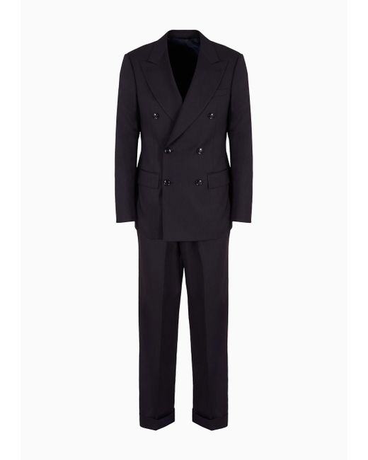 Giorgio Armani Doppelreihiger Anzug Aus Der Royal-linie Aus Schurwolle in Black für Herren