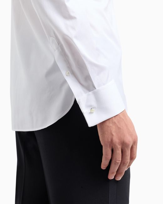 Giorgio Armani White Regular-Fit Shiny-Effect Cotton Shirt for men