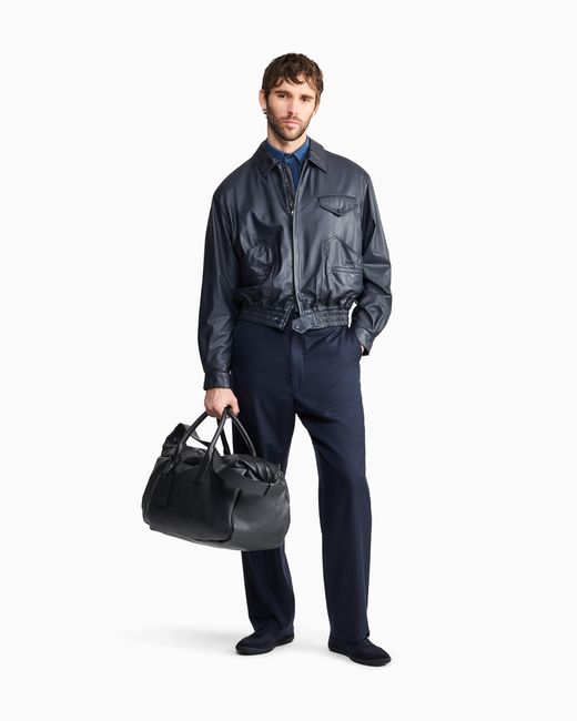 Giorgio Armani Blue Cashmere Twill Trousers for men