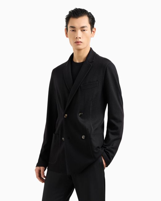 Veste Croisée Icon En Interlock De Cachemire Foulé Giorgio Armani pour homme en coloris Black