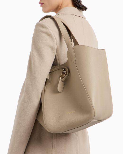 Giorgio Armani Natural Pebbled Bag With A Removable Inner Pouch