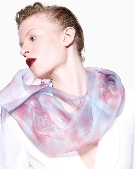 Giorgio Armani Pink Printed Organza Stole