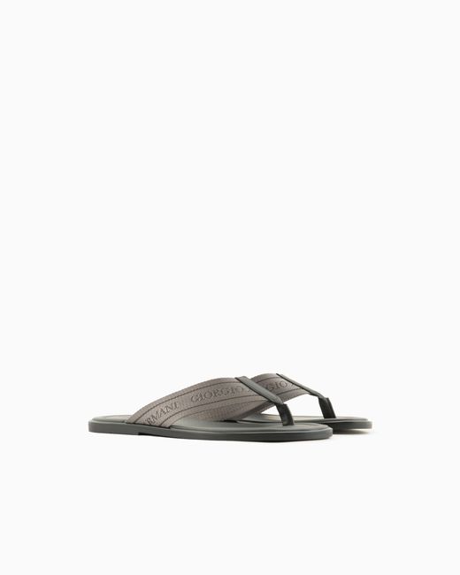 Giorgio Armani White Webbing Thong Sandals for men