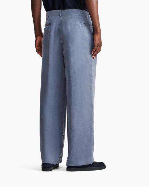 Giorgio Armani Blue Flat-Front Trousers for men