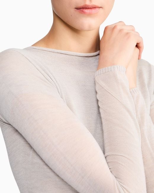 Giorgio Armani White Sweater Sweaters Seamless Cashmere Round Neck Long Sleeve