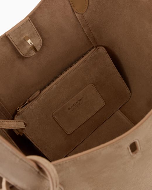 Giorgio Armani Natural Medium Suede Handbag