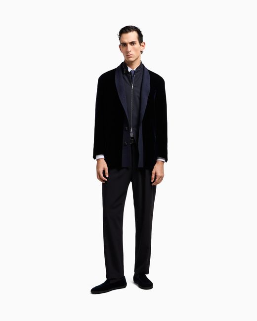 Giorgio Armani Blue Single-Pleat, Pure Virgin Wool Crêpe Trousers for men