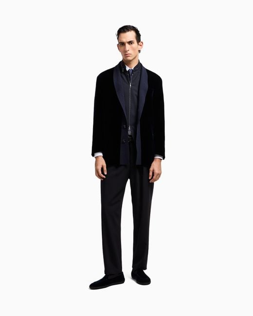 Giorgio Armani Blue Single-Pleat, Pure Virgin Wool Crêpe Trousers for men
