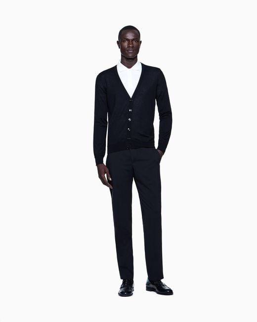 Giorgio Armani Black Cashmere Cardigan With Buttons for men