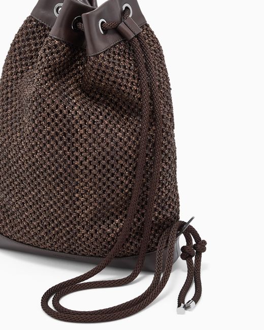 Giorgio Armani Brown Raffia And Leather Sack for men