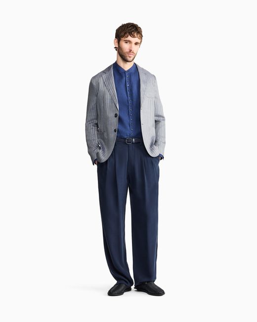 Giorgio Armani Blue Upton Line Single-Breasted Jacket for men