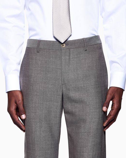 Traje De La Línea Soho De Abotonadura Sencilla En Lana Estructurada Bicolor Giorgio Armani de hombre de color Gray