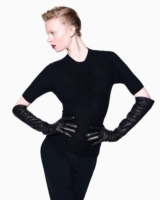 Giorgio Armani Black Long Nappa-Leather Gloves