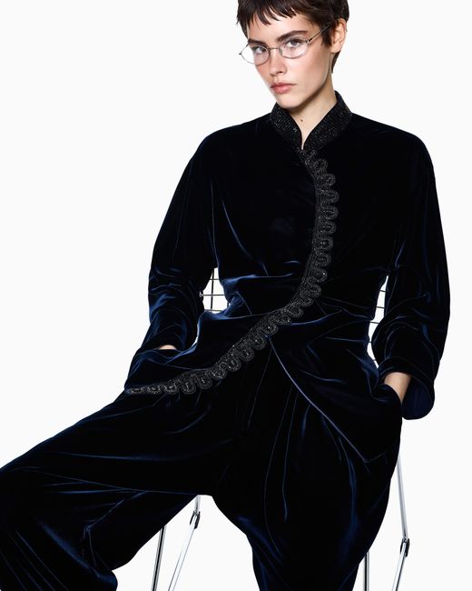 Giorgio Armani Blue Pleated Trousers