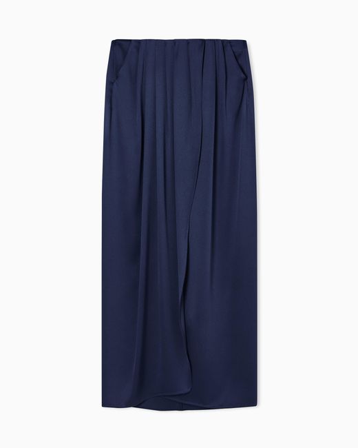 Giorgio Armani Blue Long Silk Wrap Skirt