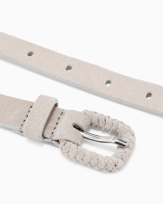 Giorgio Armani White Suede Belt With Buckle for men