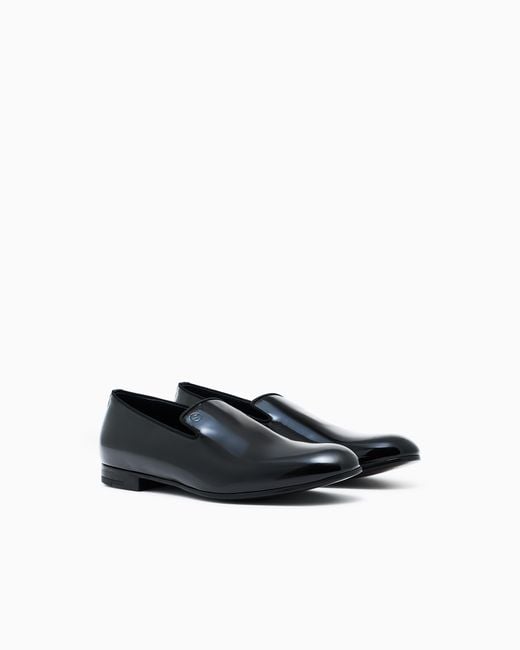 Giorgio Armani White Patent Leather Loafers for men