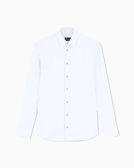 Giorgio Armani Blue Classic Stretch Button-Down for men