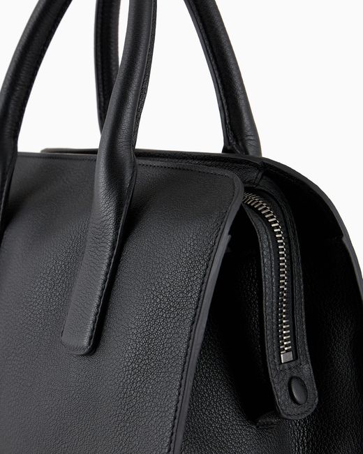 Giorgio Armani Black Leather Shopper Bag for men