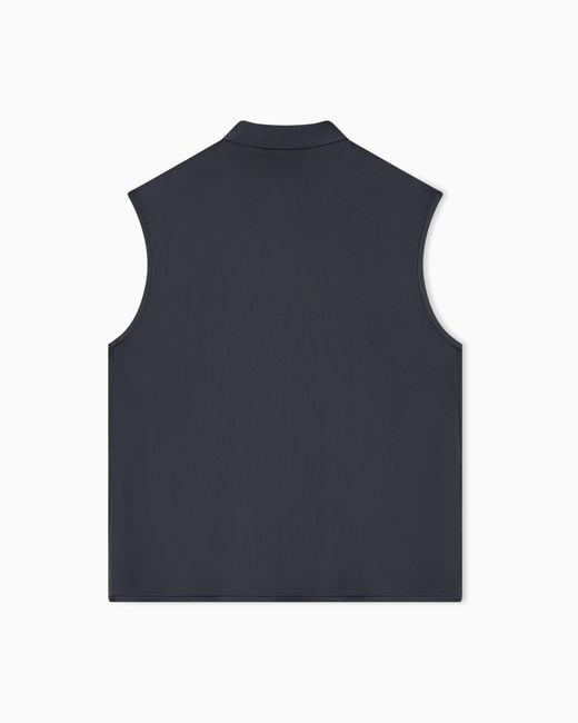Giorgio Armani Blue Shirt With Sleeveless Mandarin Collar