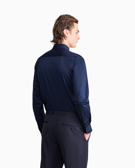 Giorgio Armani Blue Cotton Shirt for men
