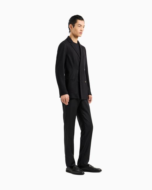 Veste Croisée Icon En Interlock De Cachemire Foulé Giorgio Armani pour homme en coloris Black