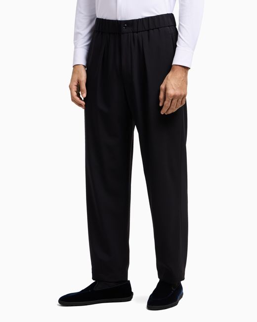 Giorgio Armani Blue Single-Pleat, Pure Virgin Wool Crêpe Trousers for men