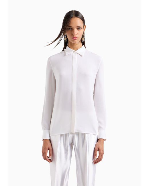 Giorgio Armani White Asv Classic Shirt In Organic Silk