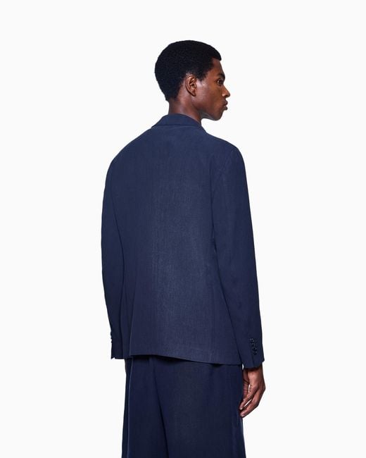 Giorgio Armani Blue Upton Line Single-Breasted Jacket for men