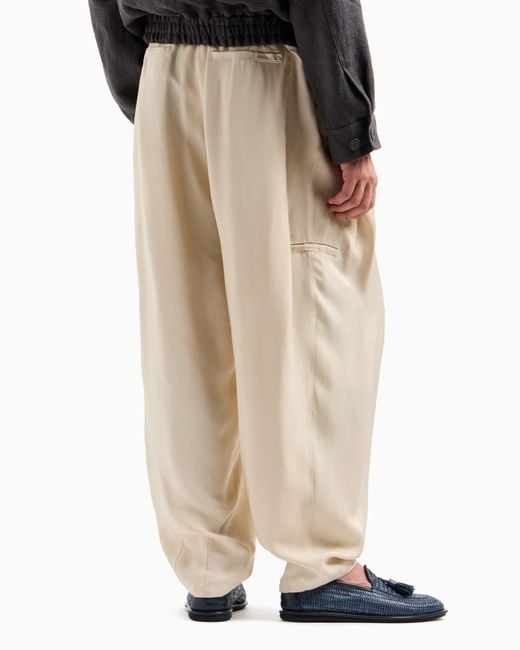 Giorgio Armani Weite Hose Aus Viskose in Natural für Herren