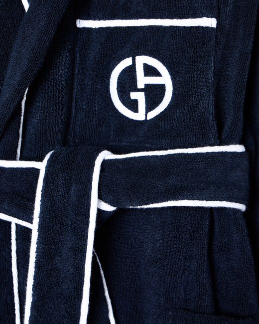 Giorgio Armani Bademantel Aus Baumwollfrottee in Blue für Herren
