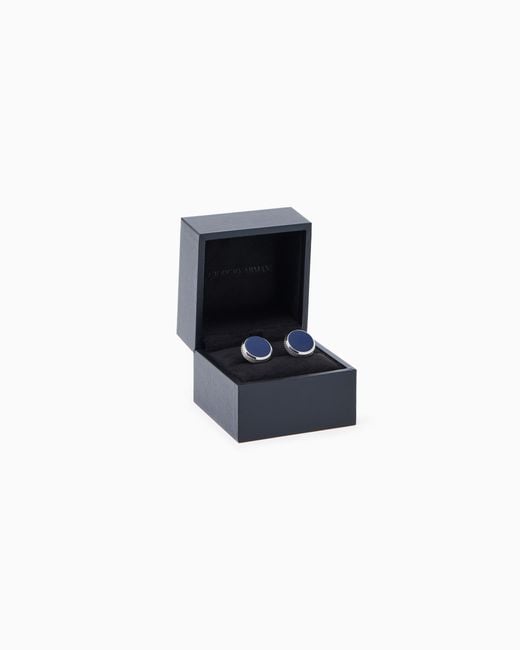 Giorgio Armani Blue Sterling Cufflinks With Enamel Detail for men