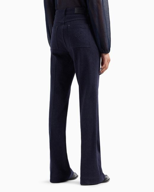 Giorgio Armani Blue Denim Trousers With High Waist And Flared Hem