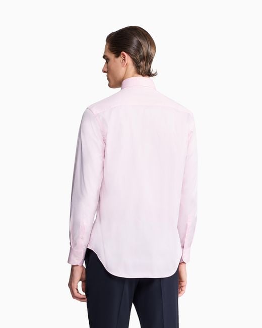 Giorgio Armani Pink Cotton Twill Shirt for men