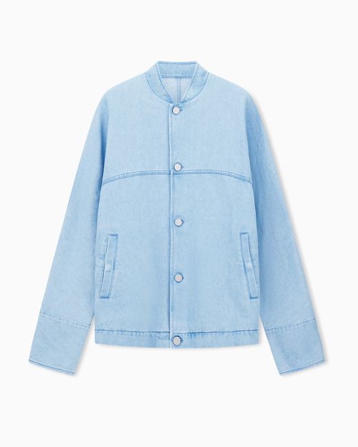 Giorgio Armani Blue Cotton And Linen Denim Blouson Denim Collection for men
