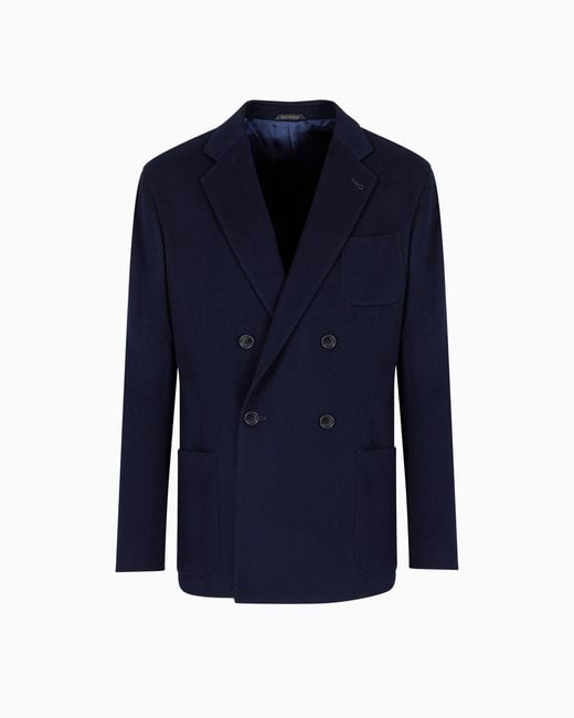 Giorgio Armani Blue Vicuña Double-Breasted Jacket for men