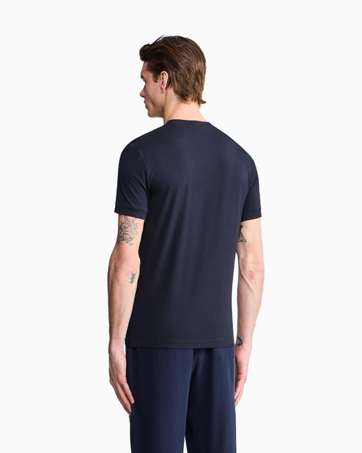 Giorgio Armani Blue Jersey T-Shirt With A V-Neck for men