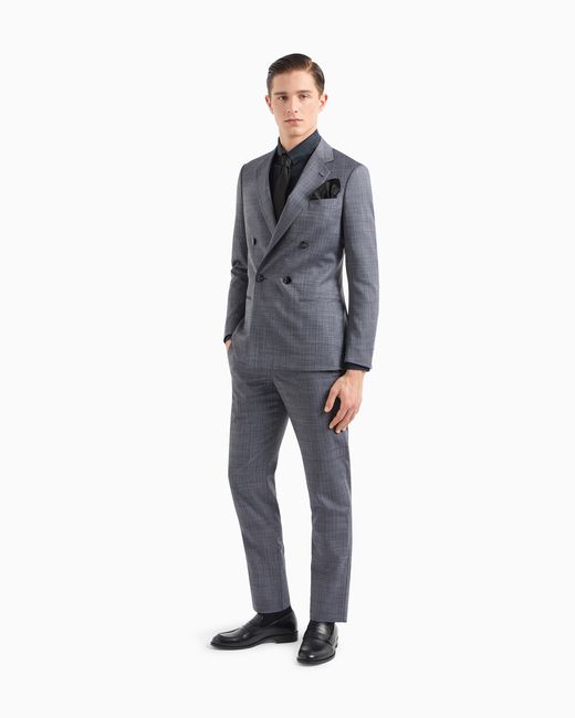 Giorgio Armani Blue Soho Line Double-Breasted Check Suit for men