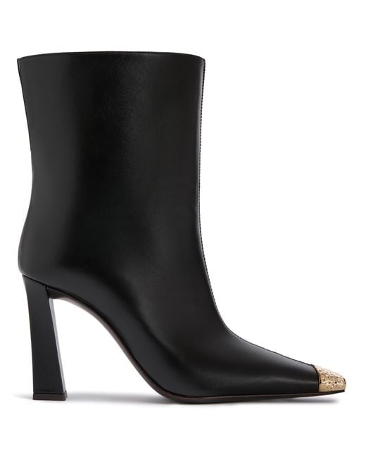 Giuseppe Zanotti Black Metallic-Toe Block-Heel Boots