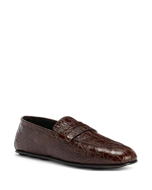 Giuseppe Zanotti Brown Cristophe Crocodile-Embossed Loafers for men