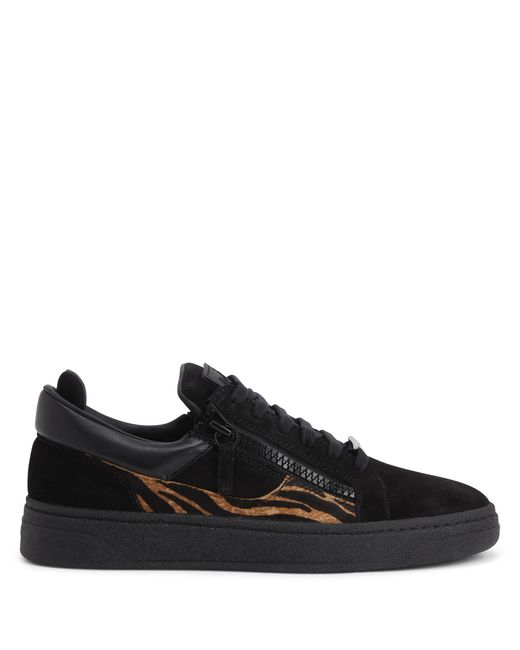 Giuseppe Zanotti Black Gz94 Zebra-Print Lace-Up Sneakers for men