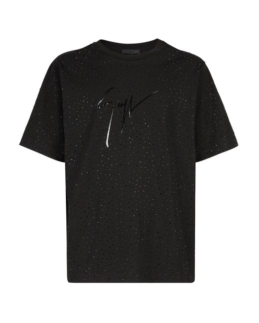 Giuseppe Zanotti Black Logo-Print Cotton T-Shirt for men