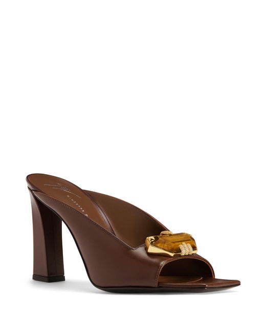 Giuseppe Zanotti Brown Gz Mya Stone 90 Mules