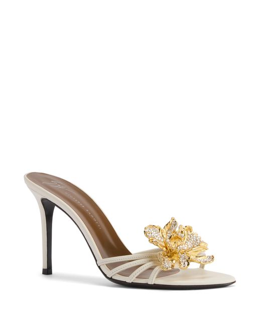 Giuseppe Zanotti Metallic Orchid Crystal 90 Mules