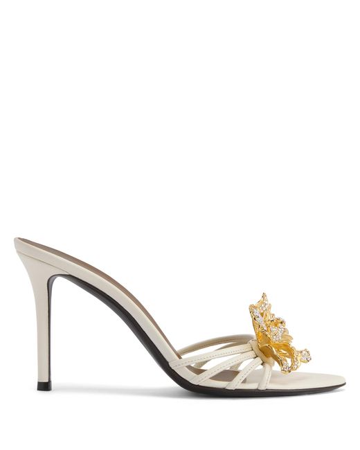 Giuseppe Zanotti Metallic Orchid Crystal 90 Mules